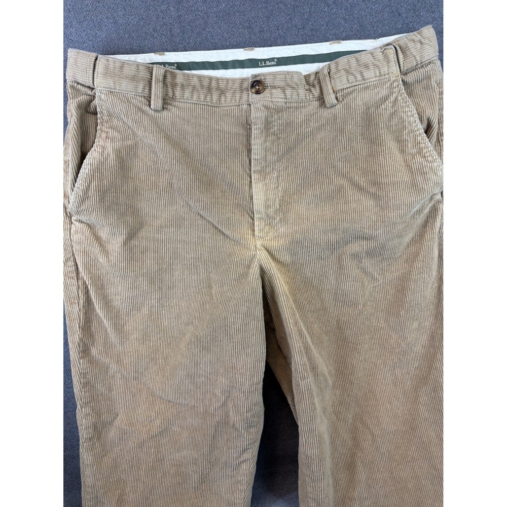 LL Bean Corduroy Pants Mens 37x29 (36x29) Tan Comfort Waist Stretch 502864